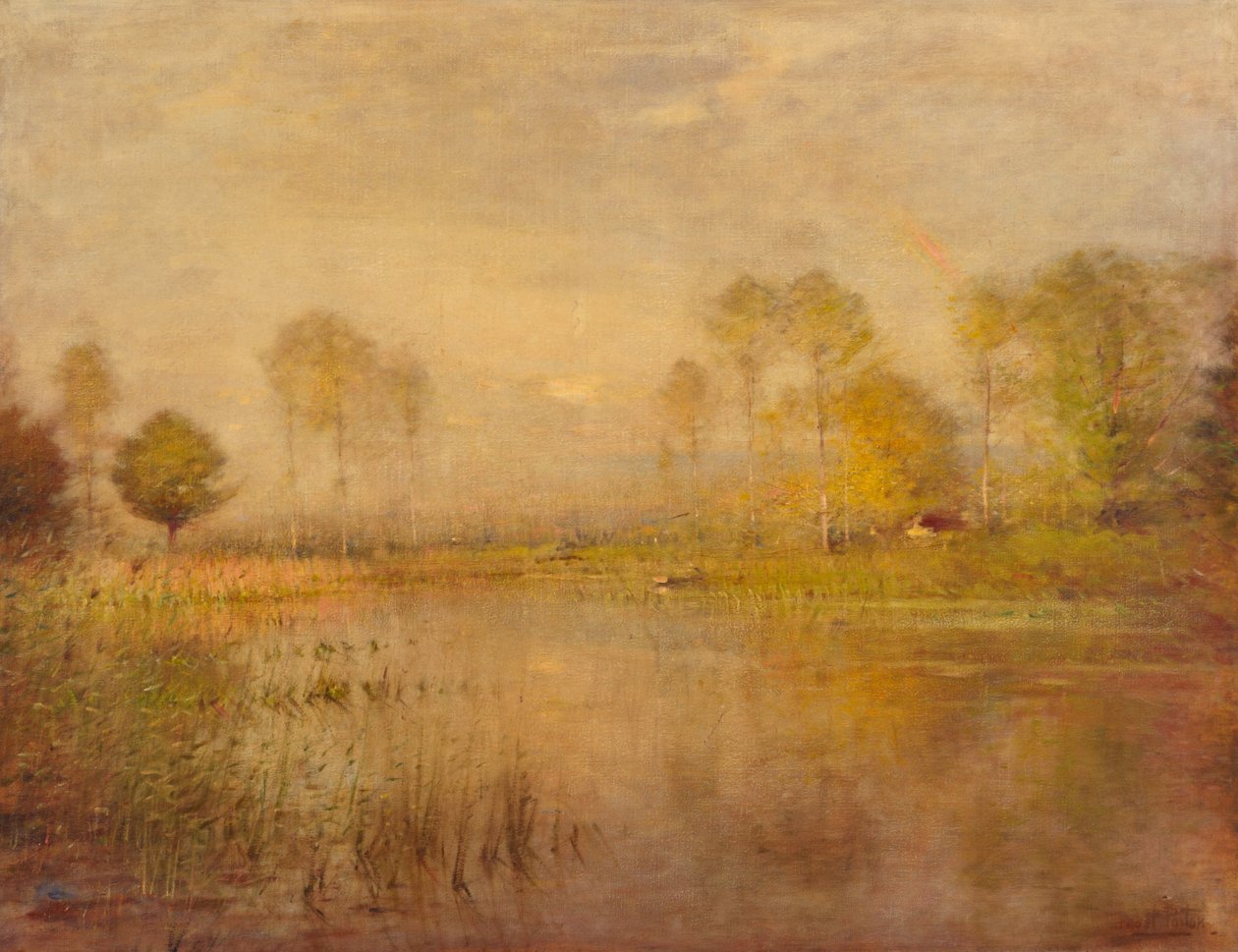 Paysage, soleil et rivière - Ernest Parton