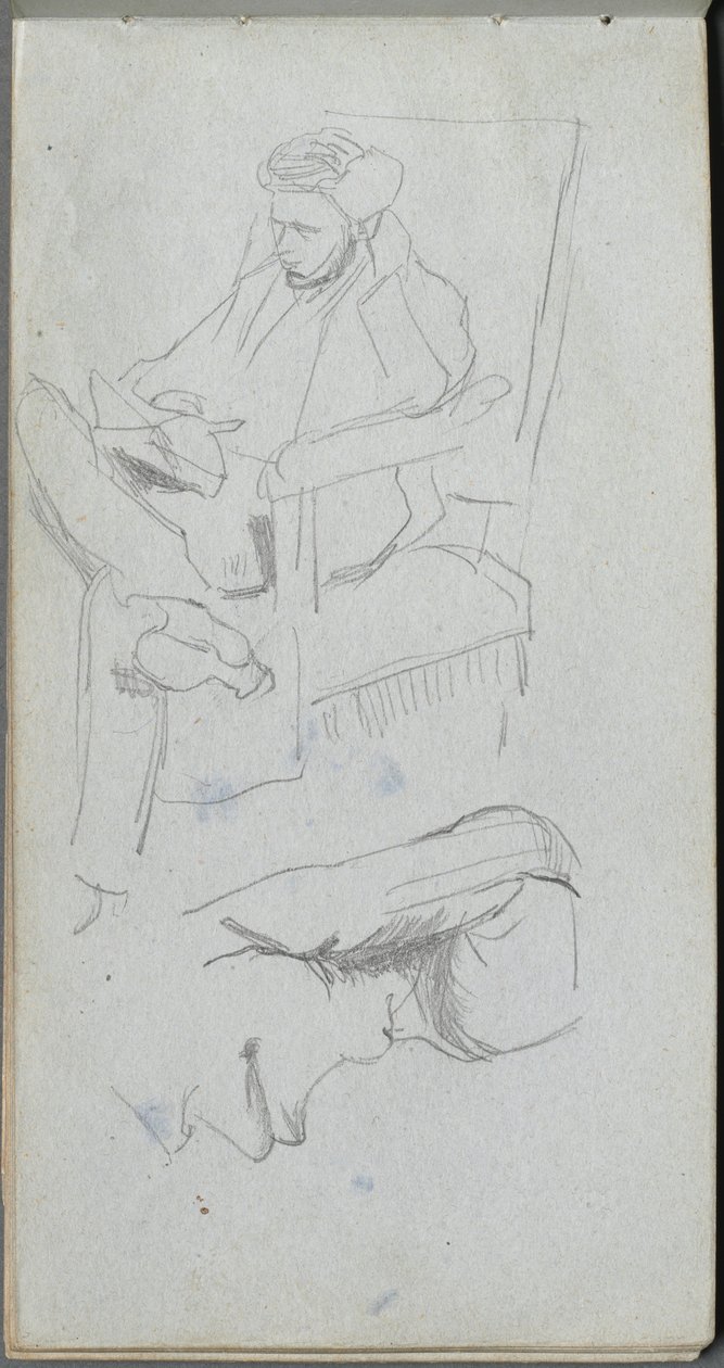 Carnet de croquis, page 24 : Figure masculine assise - Jean Louis Ernest Meissonier