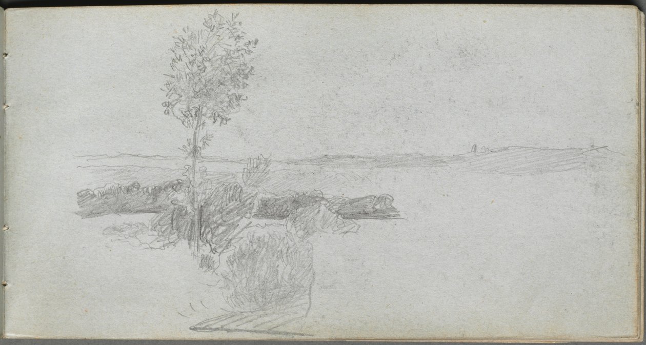 Carnet de croquis, page 28 : Étude de paysage - Jean Louis Ernest Meissonier