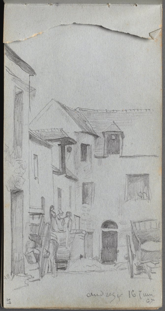 Carnet de croquis, page 39 : Scène de rue - Ernest Meissonier