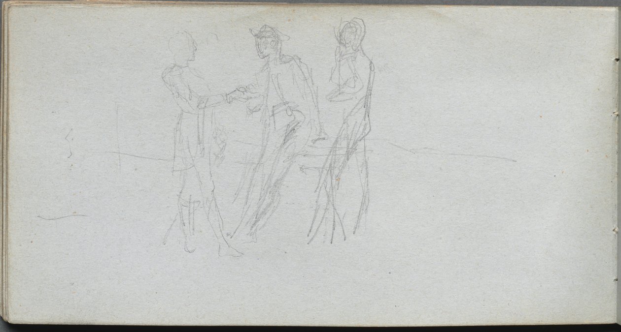 Carnet de croquis, page 42 : Trois figures - Ernest Meissonier