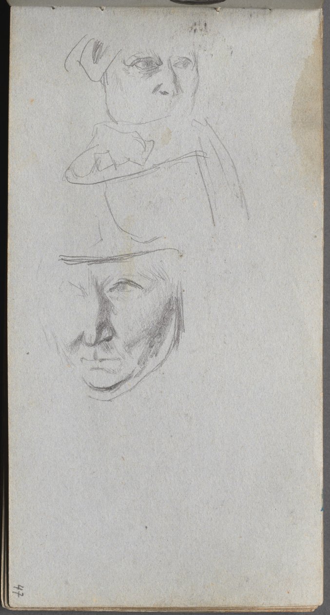 Carnet de croquis, page 47 : Études de trois visages - Ernest Meissonier