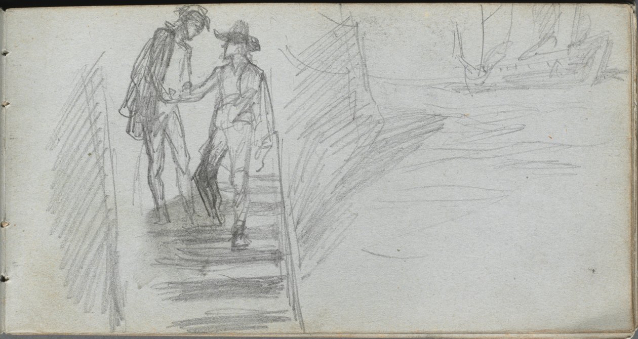 Carnet de croquis, page 64 : Figures sur un escalier - Jean Louis Ernest Meissonier