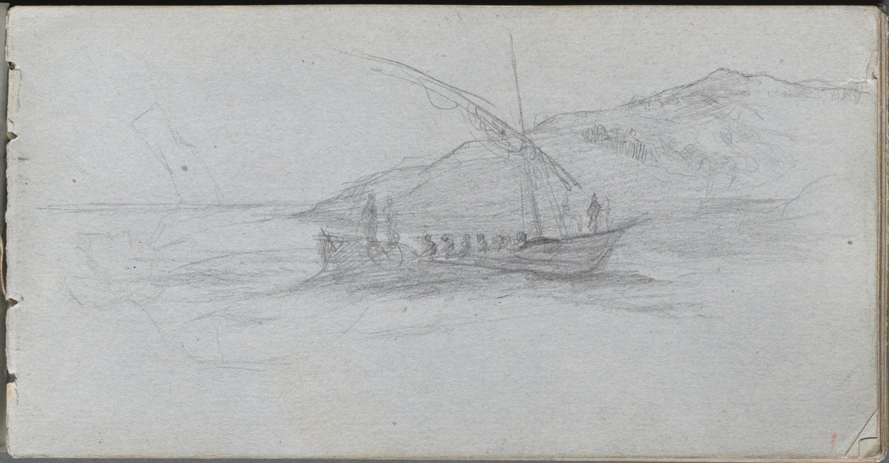 Carnet de croquis, page 88 : Paysage marin et figure - Ernest Meissonier