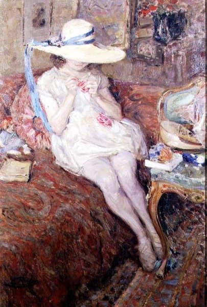 Jeune fille avec un chapeau de paille - Ernest Rocher