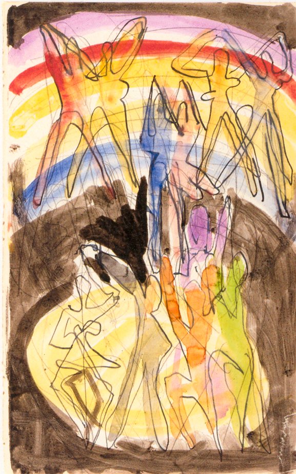 Design pour la salle de banquet à Essen - Danse colorée (dos) - Ernst Ludwig Kirchner