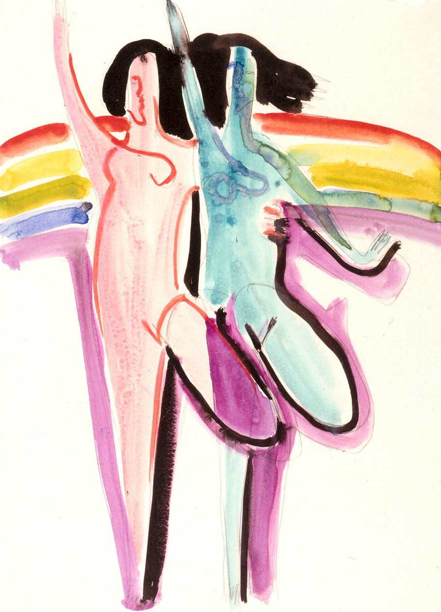 Projet pour la salle de fête à Essen, Deux danseuses - Ernst Ludwig Kirchner