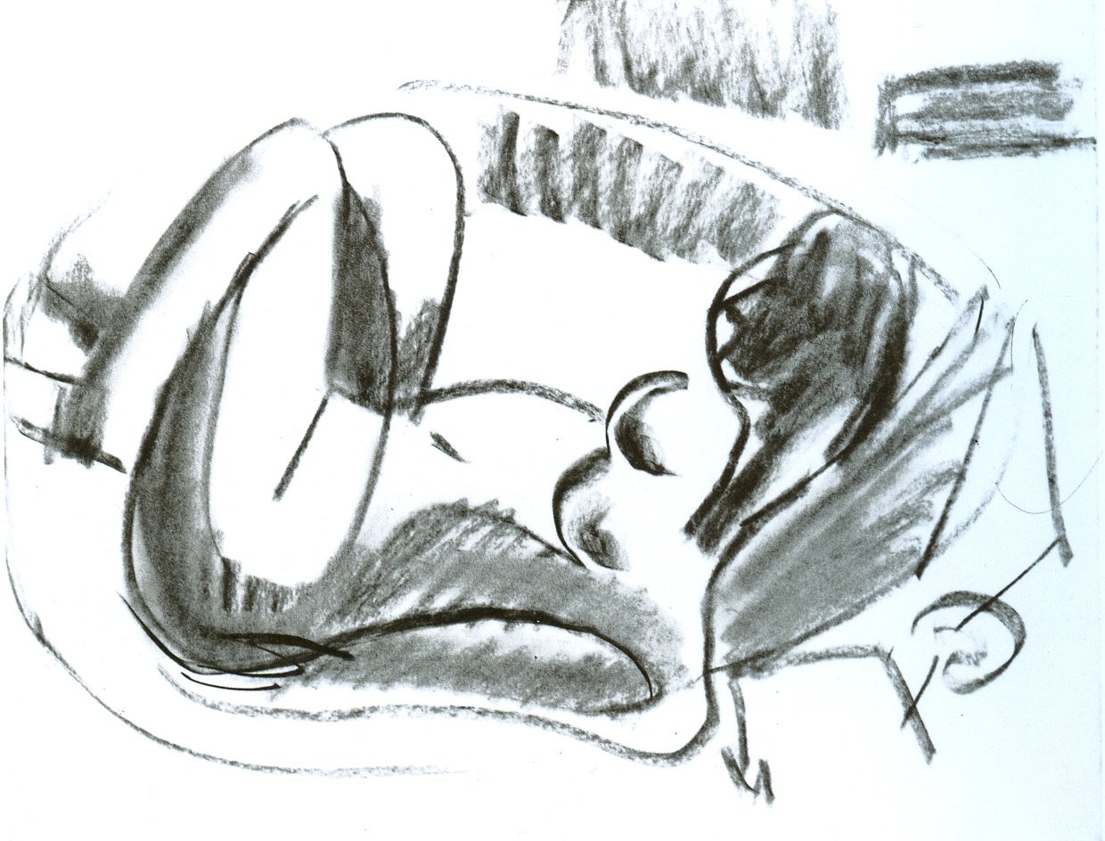 Nu couché dans une baignoire avec jambes repliées - Ernst Ludwig Kirchner
