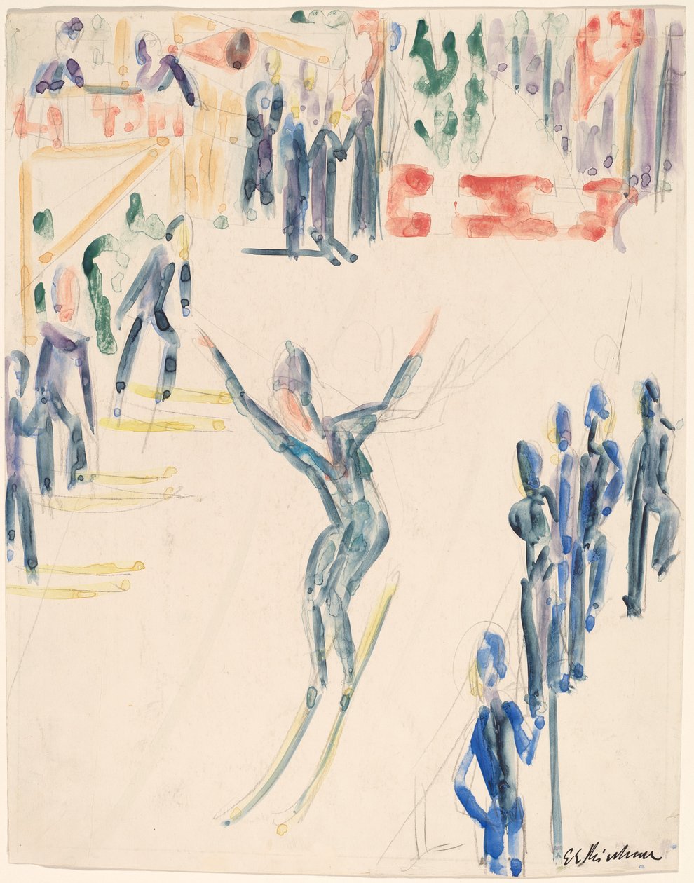 Saut à ski, vers 1936 - Ernst Ludwig Kirchner