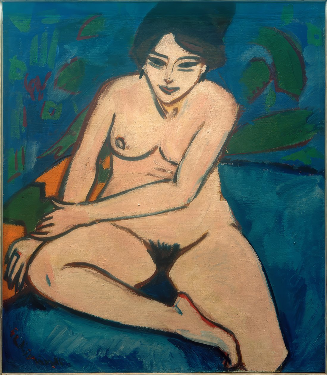 Nu sur fond bleu - Ernst Ludwig Kirchner