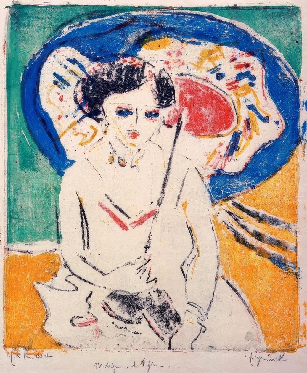 Dodo avec un parapluie japonais - Ernst Ludwig Kirchner