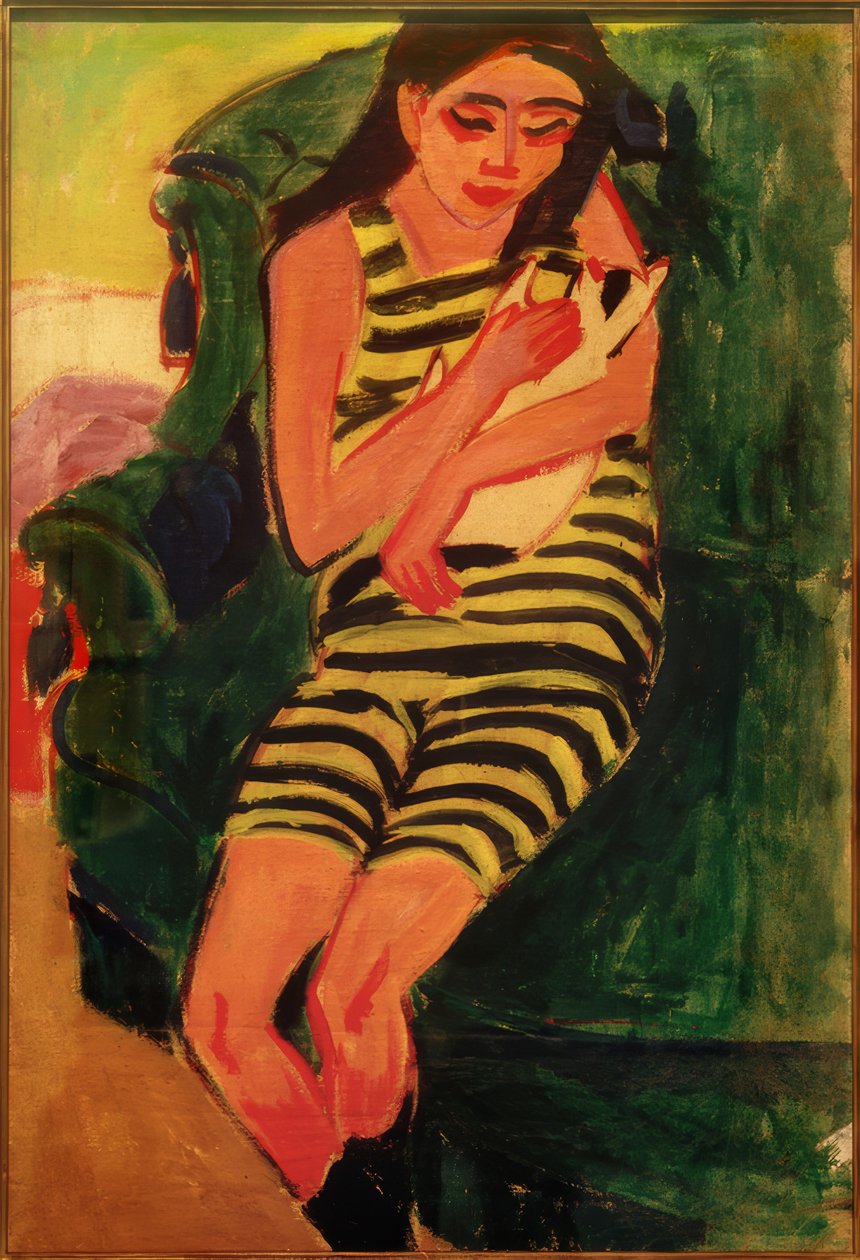 Fränzi avec chat - Ernst Ludwig Kirchner