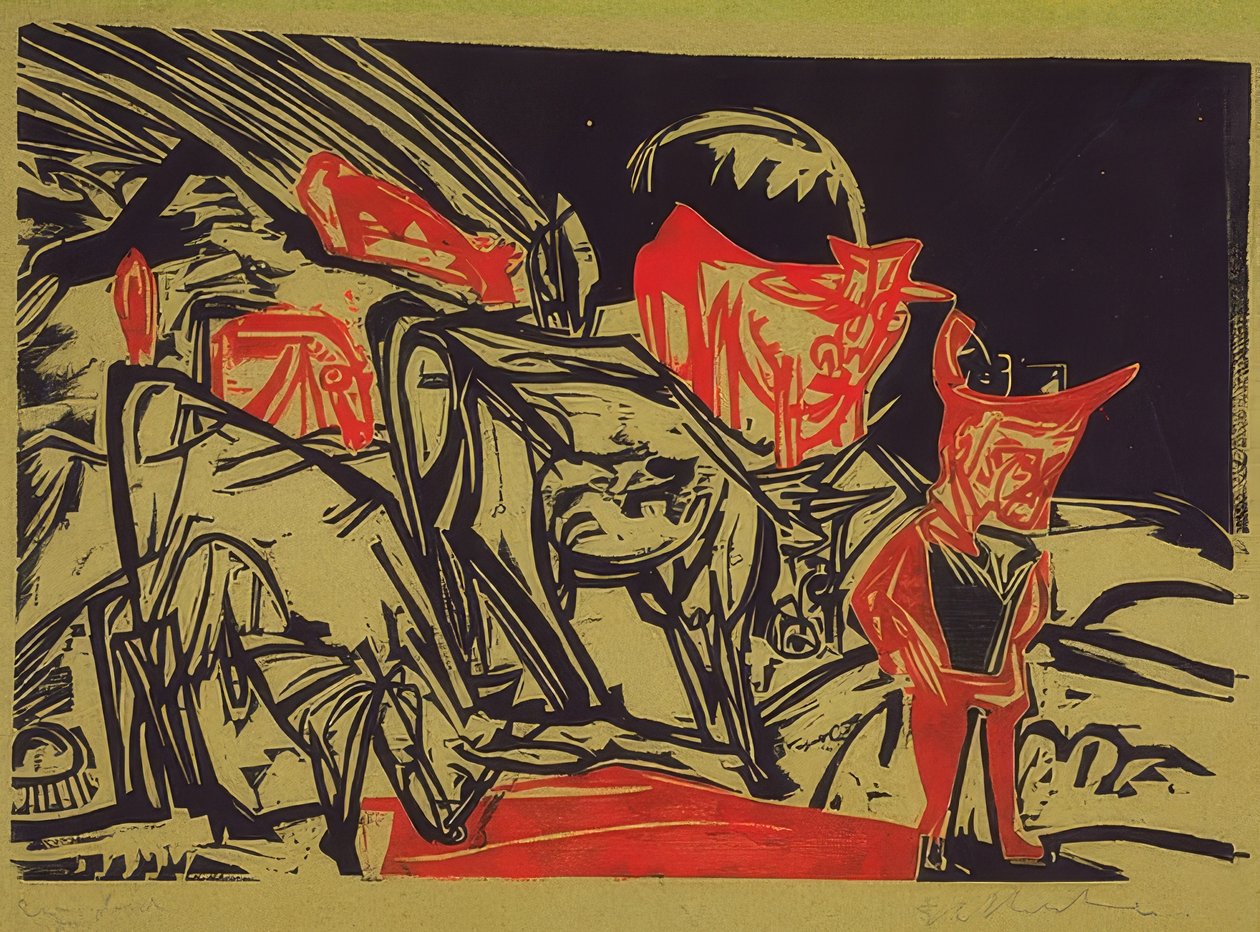Troupeau de vaches avec berger - Ernst Ludwig Kirchner