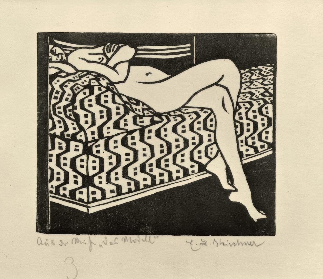 Nu féminin sur le canapé - Ernst Ludwig Kirchner