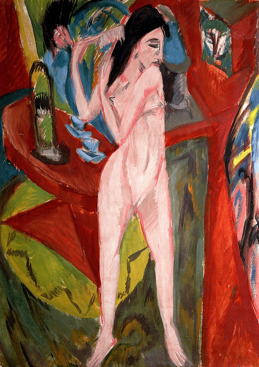 Femme nue se peignant les cheveux - Ernst Ludwig Kirchner