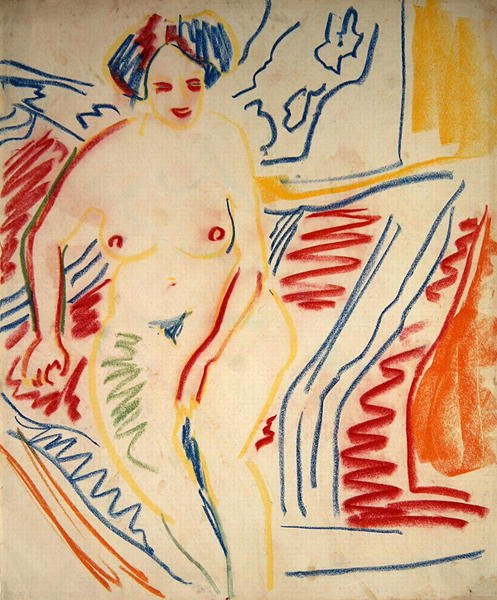 Nu assis aux cheveux bleus - Ernst Ludwig Kirchner