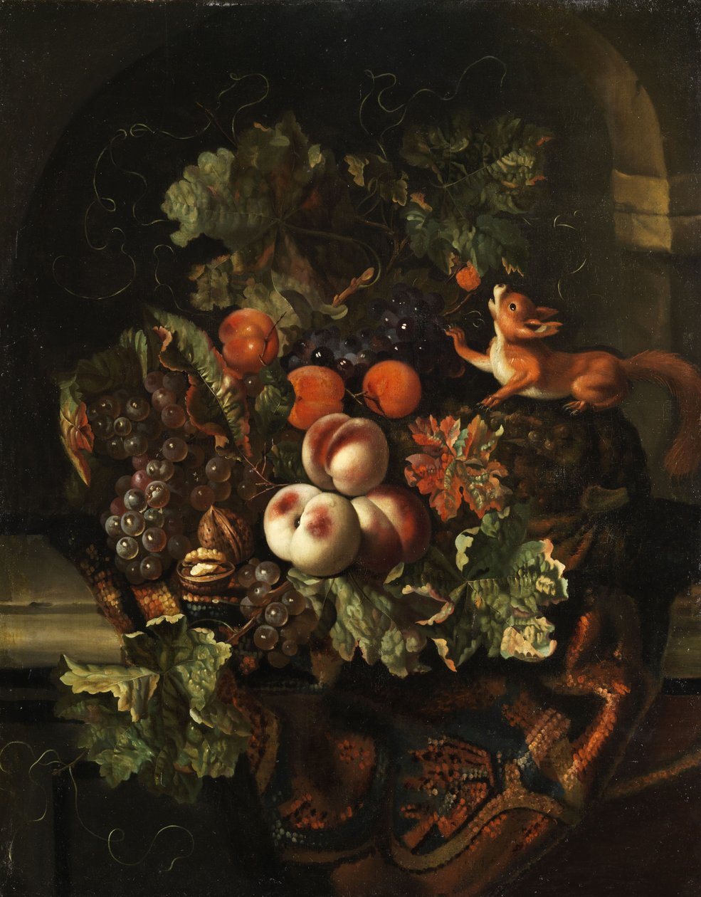 Nature morte avec fruits et écureuil - Ernst Stuven