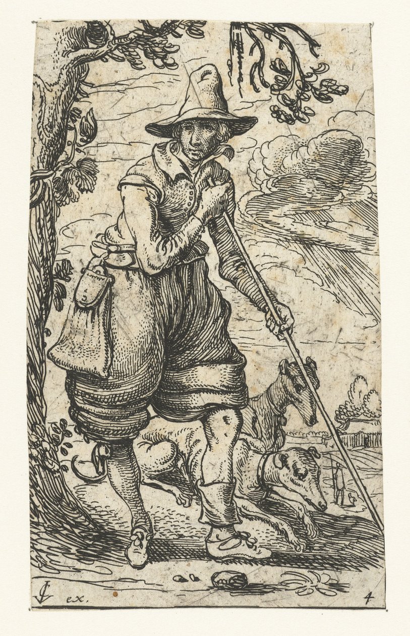 Chasseur avec deux chiens - Esaias van de Velde