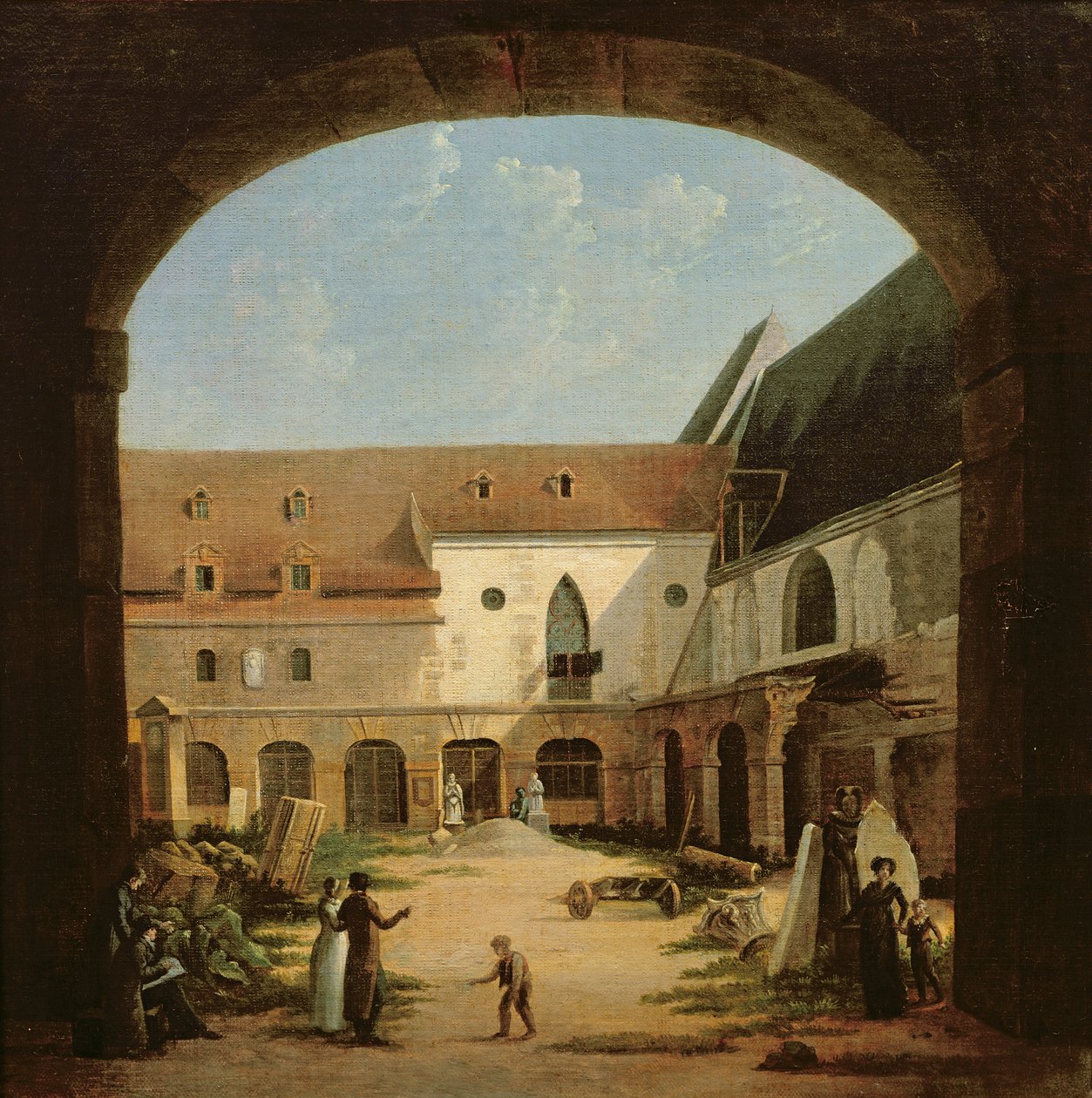 La cour du couvent des Petits-Augustins à Paris, vers 1818 - Etienne Bouhot