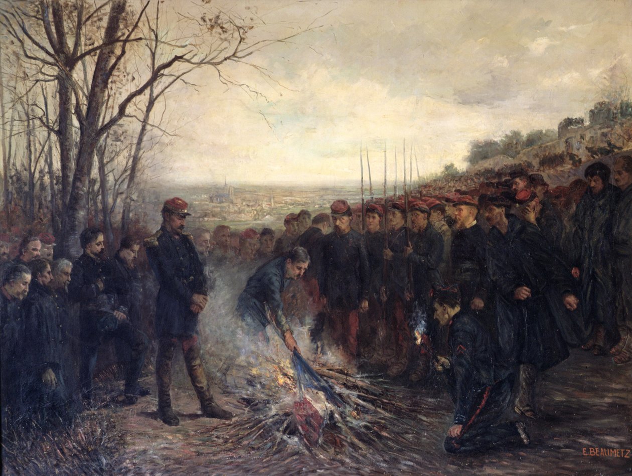 Général Lapasset (1817-75) brûlant ses drapeaux, 26 octobre 1870, 1882 - Etienne Dujardin Beaumetz