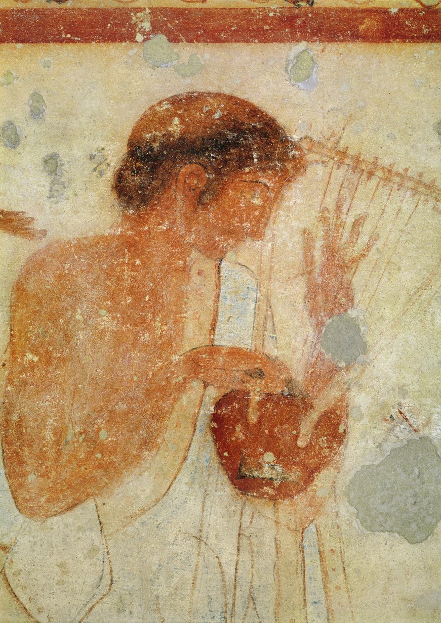 Musicien jouant de la cithare ou de la lyre (détail) - Etruscan