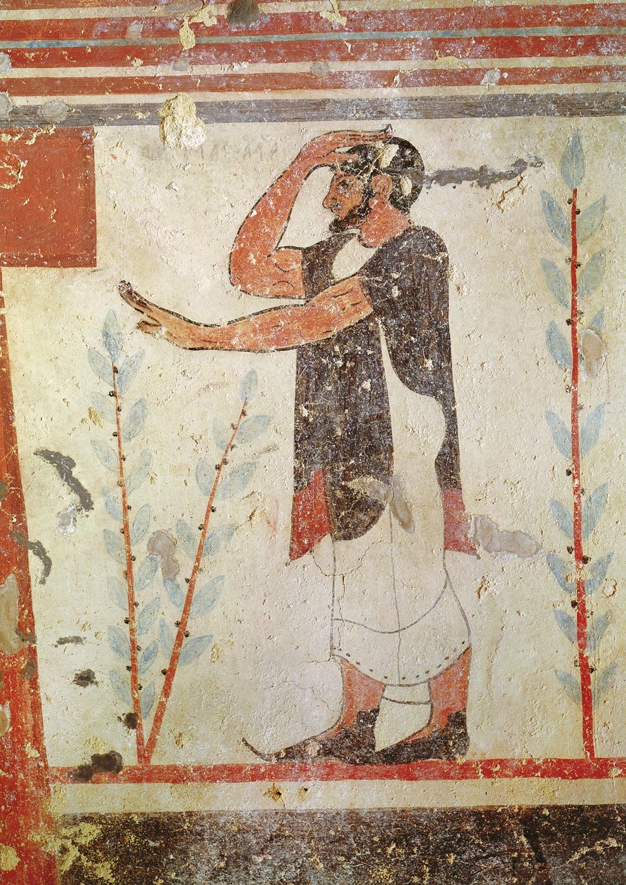 Prêtre faisant un geste rituel, de la Tombe des Augures, vers 530-20 av. J.-C. - Etruscan