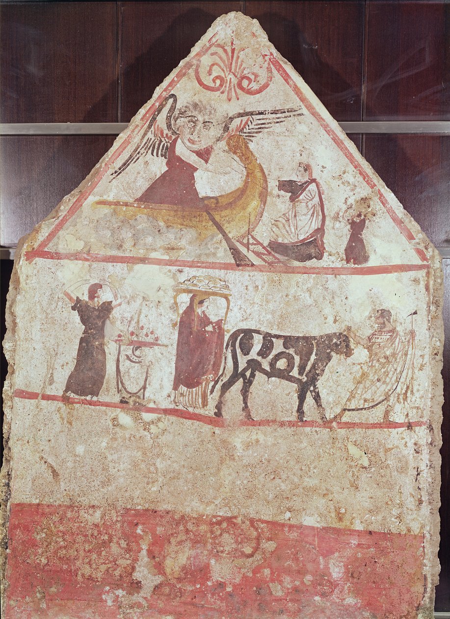 Le parc et la procession de Charon (peinture murale) - Etruscan