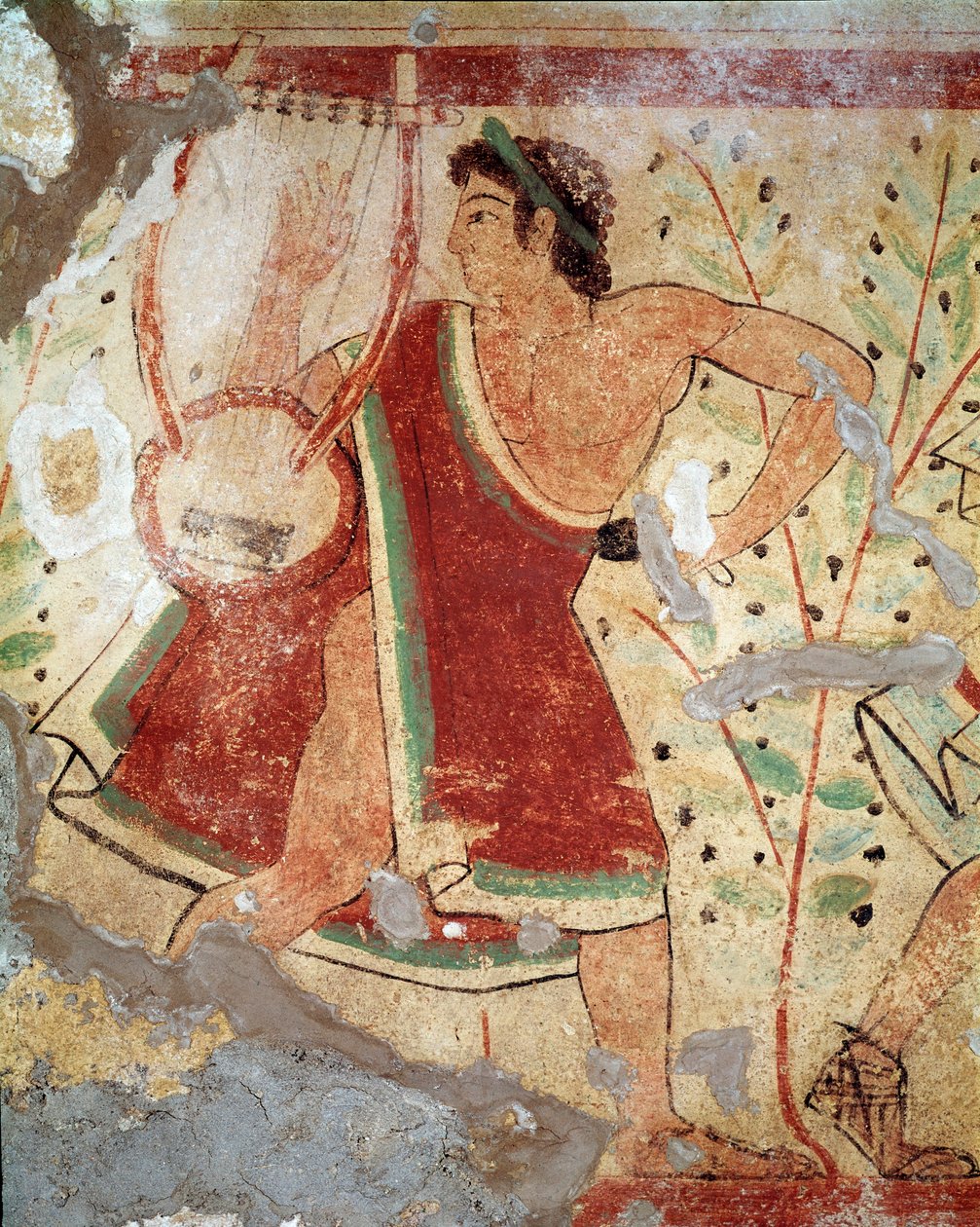 Un joueur de lyre (Fresque, 520 av. J.-C.) - Etruscan