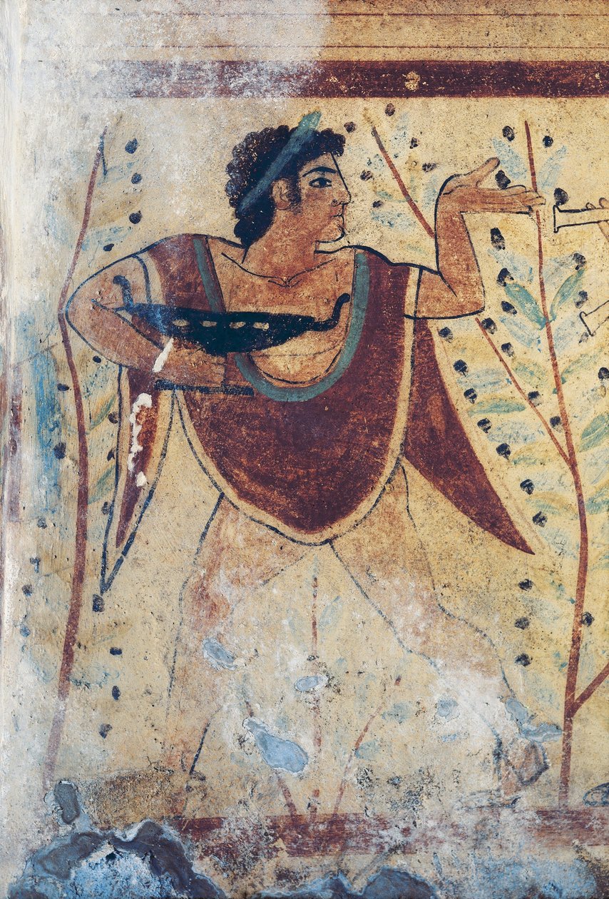 Nécropoles étrusques, Tombeau du Léopard, détail de fresque - Etruscan