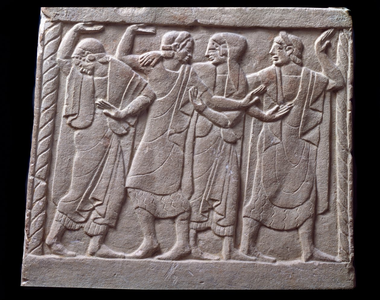 Scène de danse, bas-relief de pierre tombale en marbre - Etruscan Etruscan