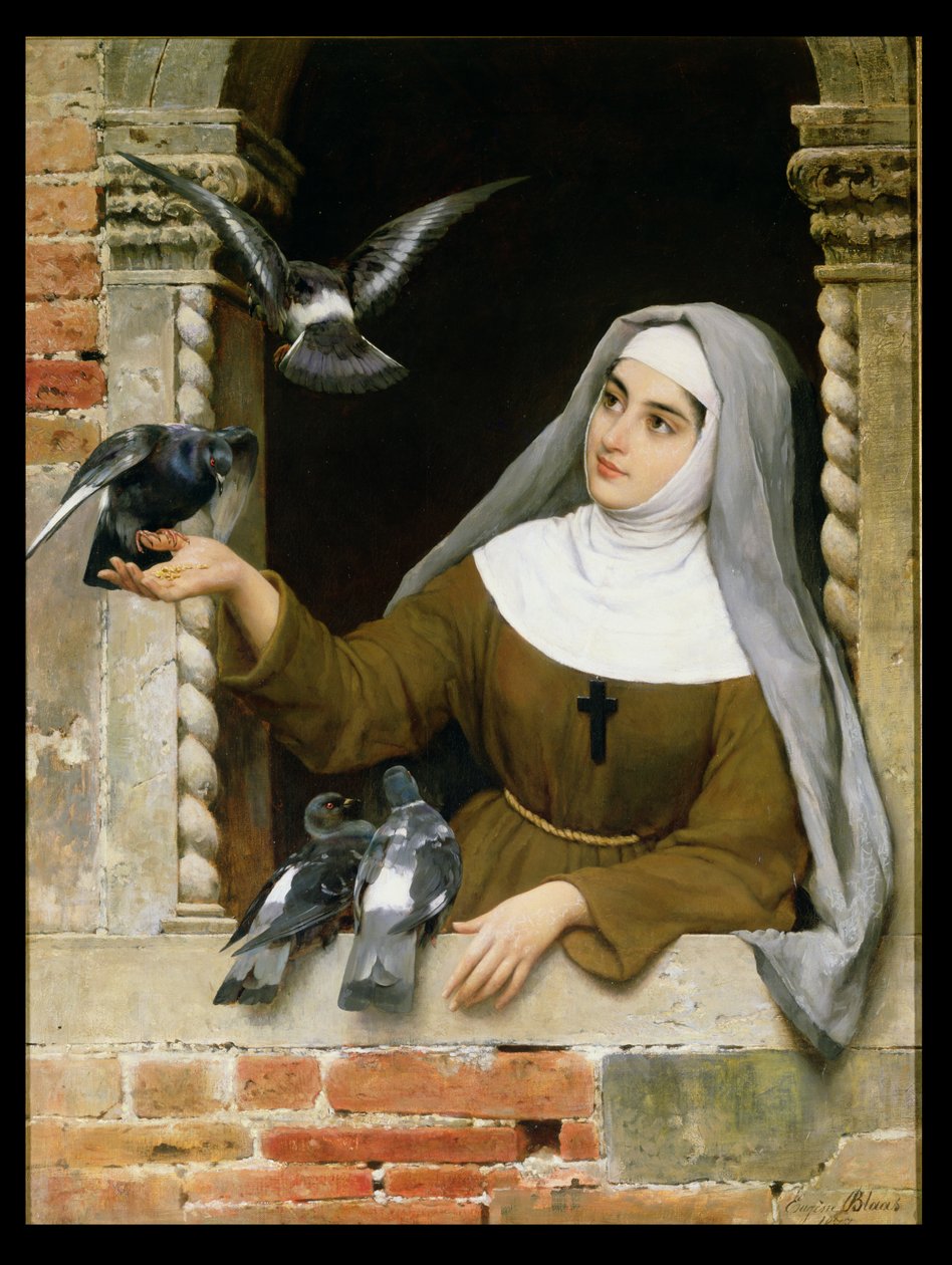 Nourrir les pigeons, 1877 - Eugen von Blaas