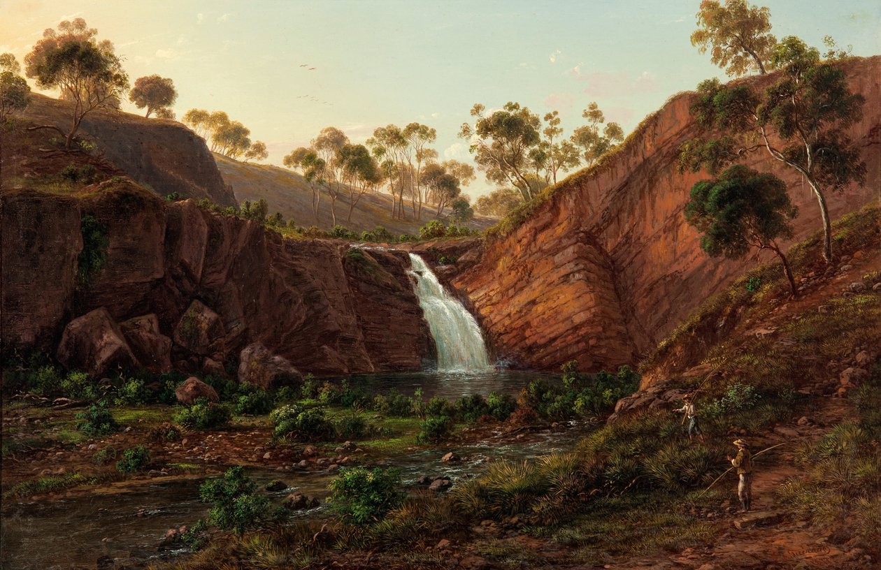 Cascade sur la rivière Clyde, Tasmanie - Eugene von Guérard