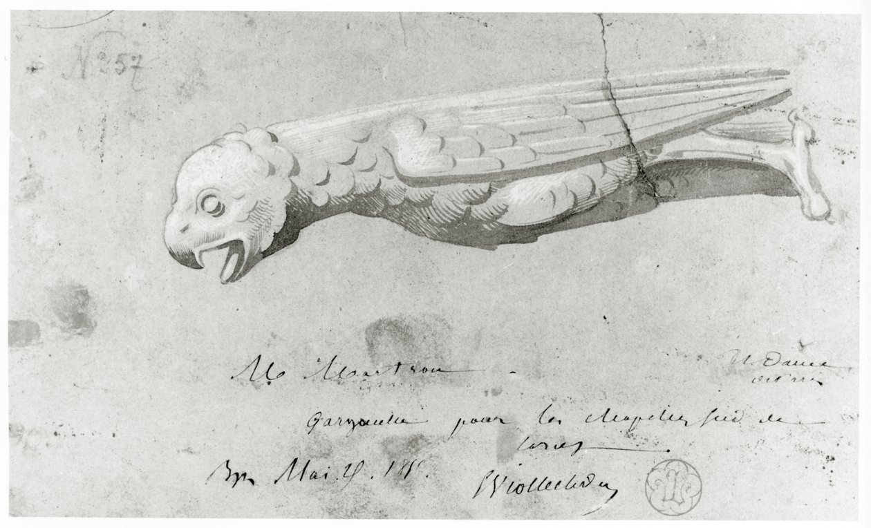 Dessin pour la restauration des gargouilles de Notre-Dame, 1855 - Eugene Emmanuel Viollet le Duc