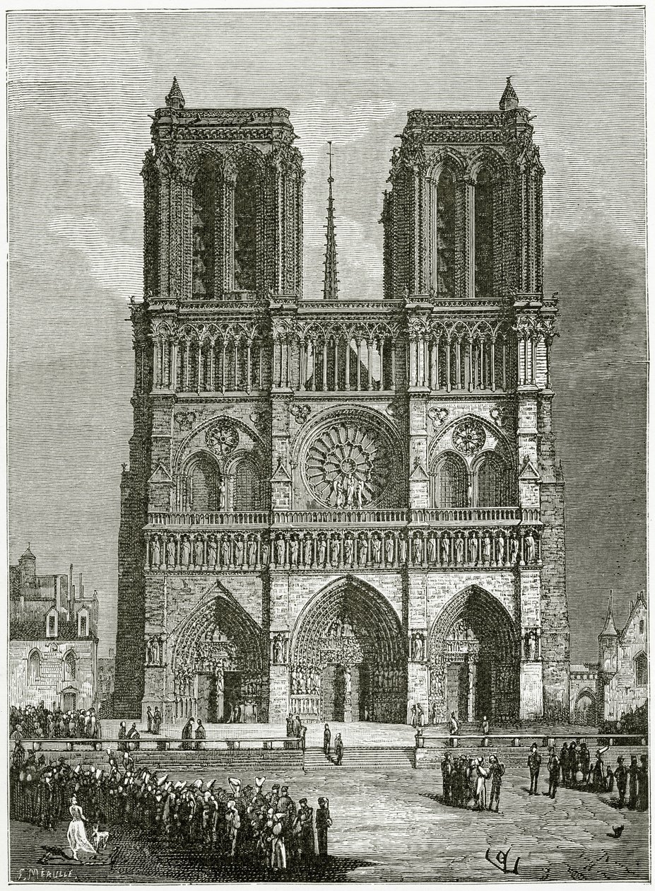 Notre Dame de Paris en 1642 - illustration de Notre Dame de Paris, 19ème siècle - Eugene Emmanuel Viollet le Duc