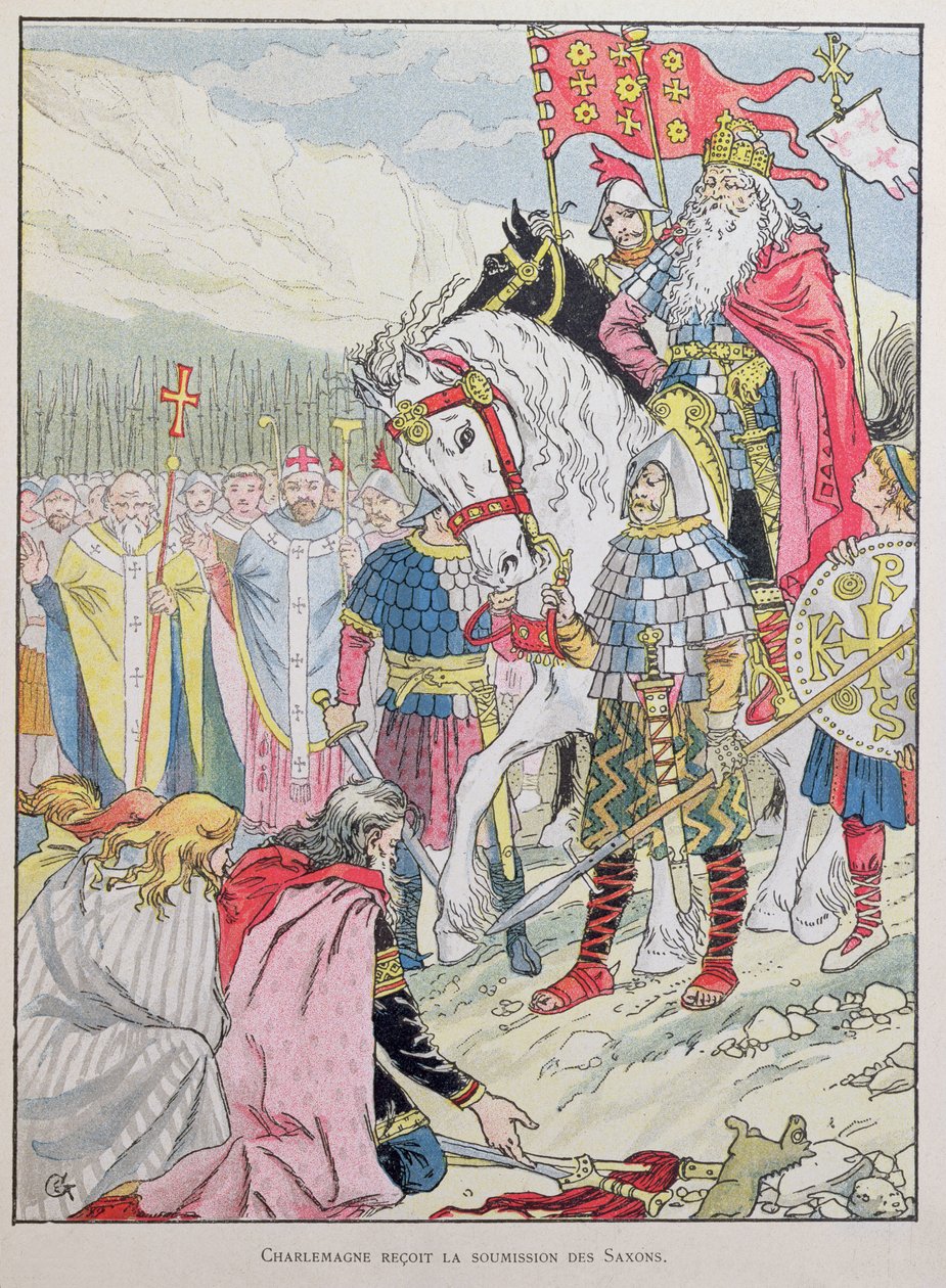 Charlemagne (742-814) recevant la soumission des Saxons en 785 - Eugene Grasset