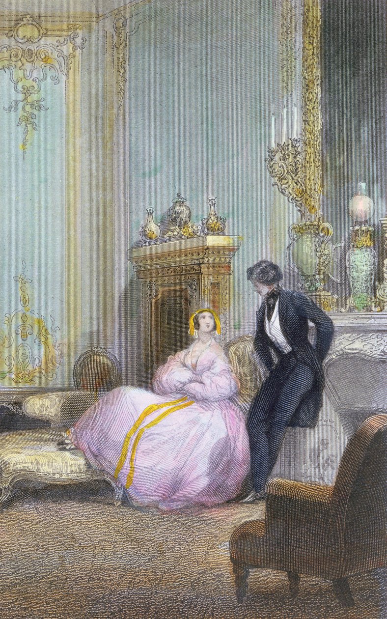 Couple discutant, (détail) - Eugene Louis Lami