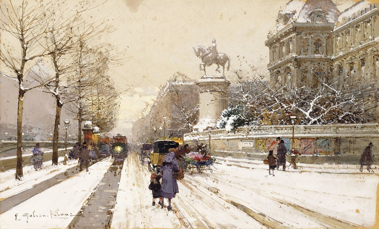 Paris en hiver - Eugene Galien Laloue