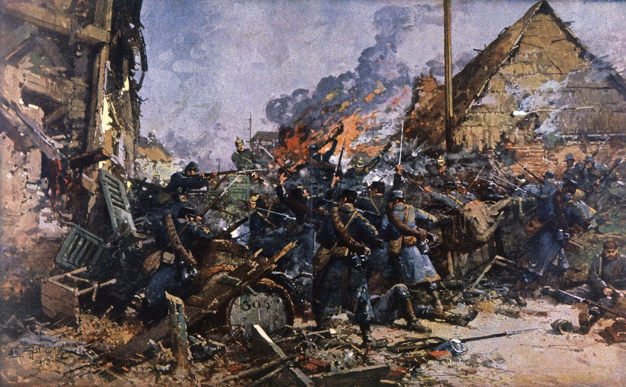 Combats à Arras - Eugene Galien Laloue