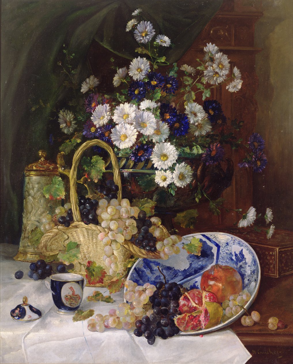 Nature morte avec fleurs et fruits - Eugene Henri Cauchois