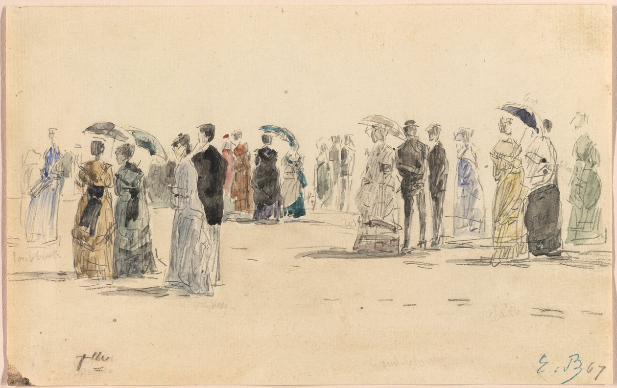 Personnes sur la plage à Trouville - Eugene Louis Boudin