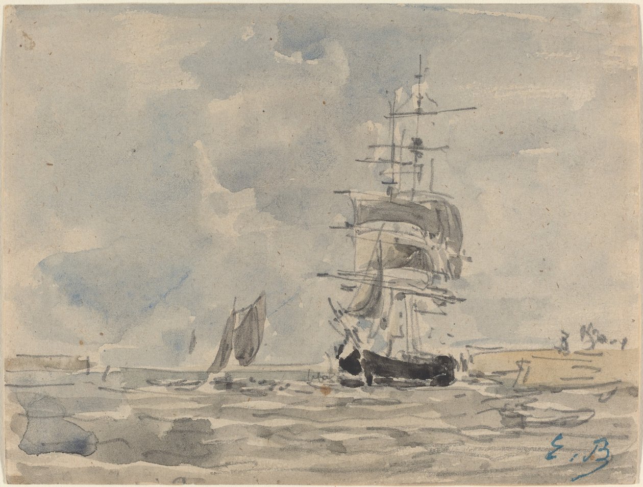 Paysage marin avec voilier, c. 1875 - Eugene Louis Boudin