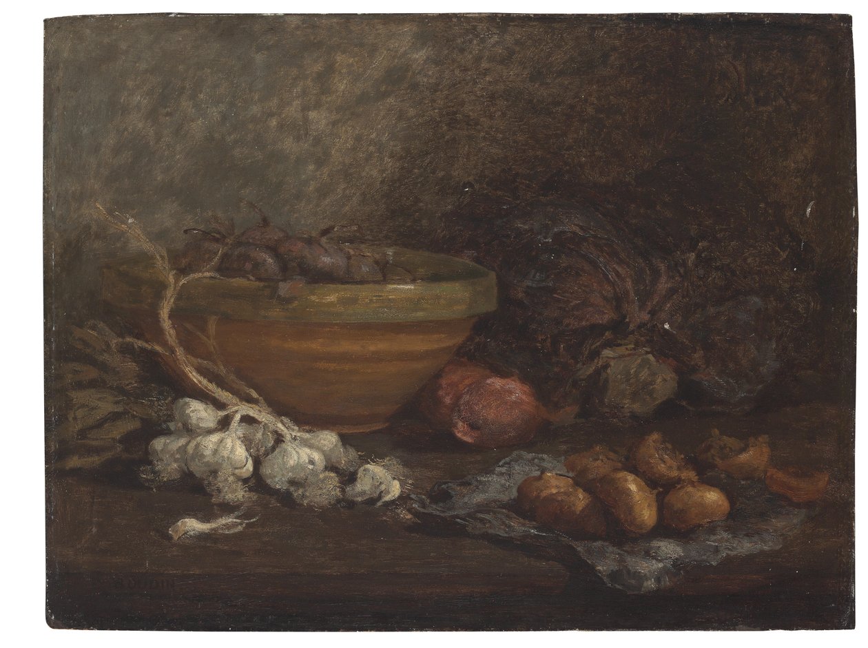 Nature morte avec des oignons - Eugene Louis Boudin