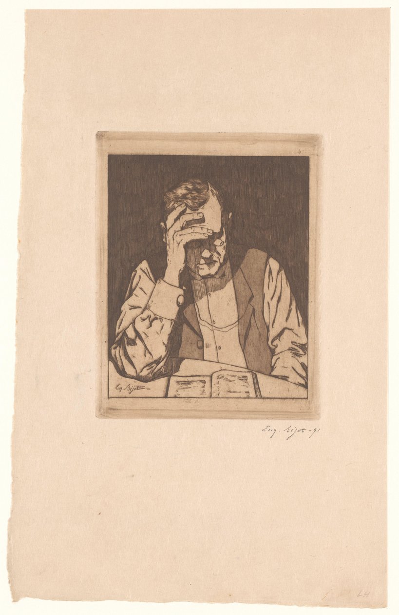 Homme lisant - Eugène Bejot (signed by artist)