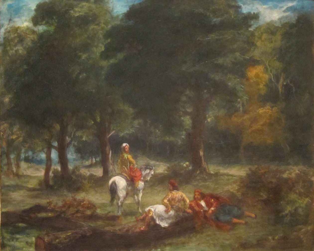 Caverne grecque Hommes se reposant dans la forêt - Eugène Delacroix
