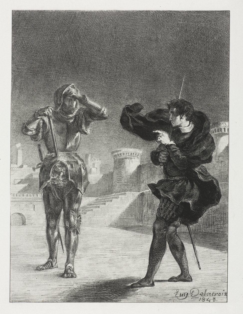 Hamlet : Le Fantôme sur la terrasse - Eugène Delacroix