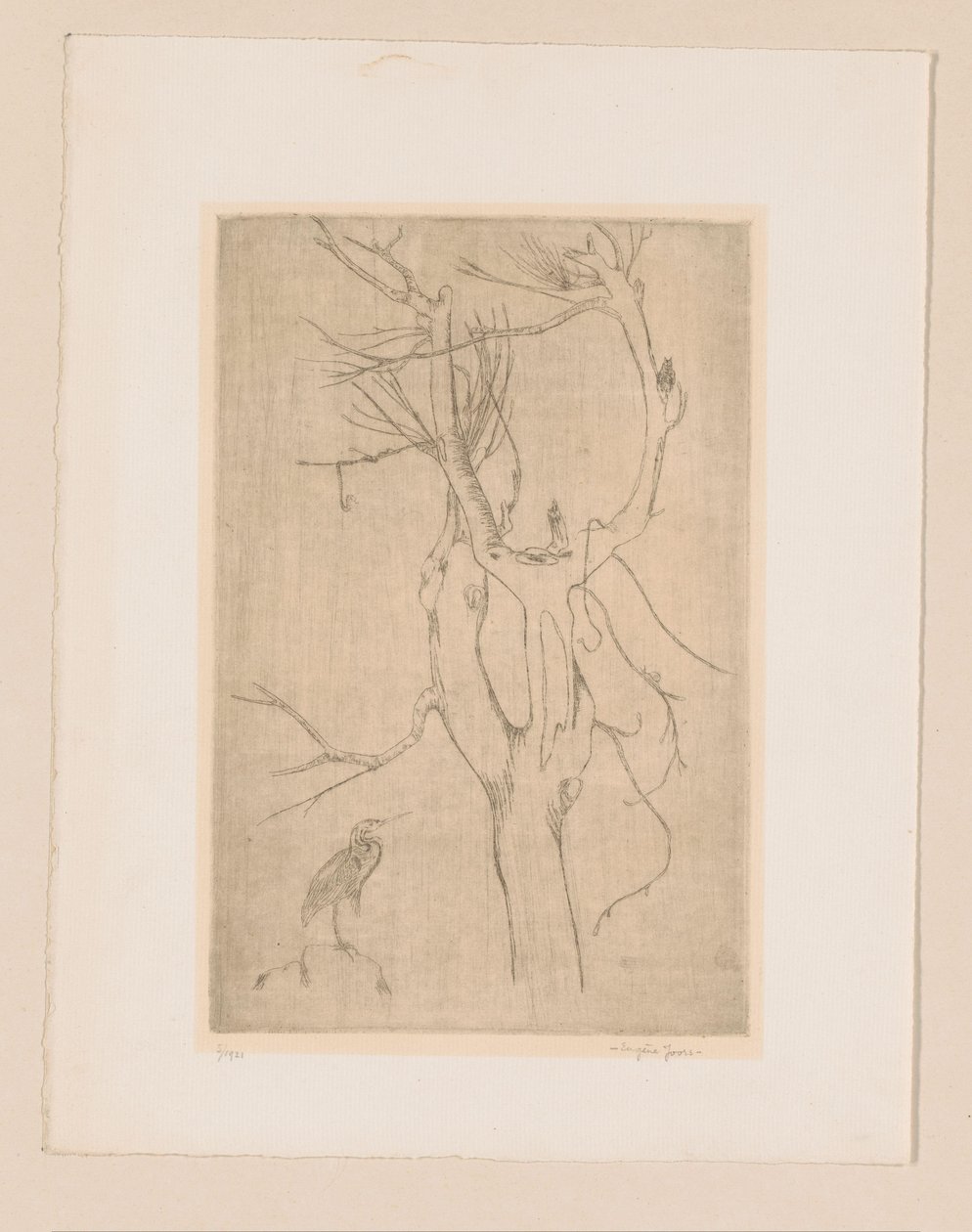 Arbre et héron - Eugène Joors (signed by artist)