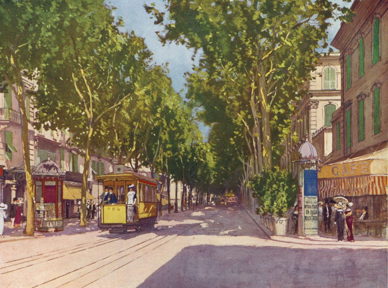 Nice, Avenue de la Gare (colour litho) - European School