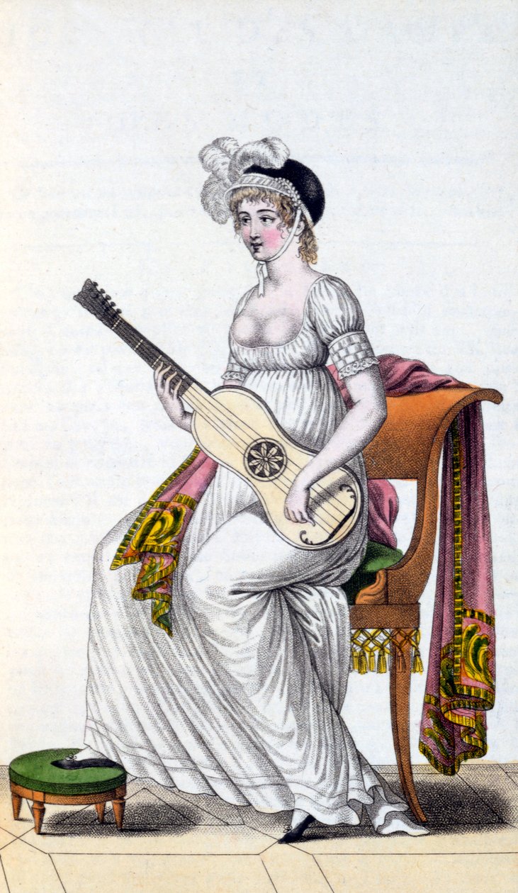 Femme avec guitare, fin du 18e siècle - European School