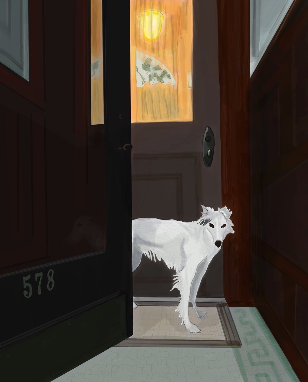 Minnie dans le vestibule, Brooklyn (art numérique) - Evan Sklar