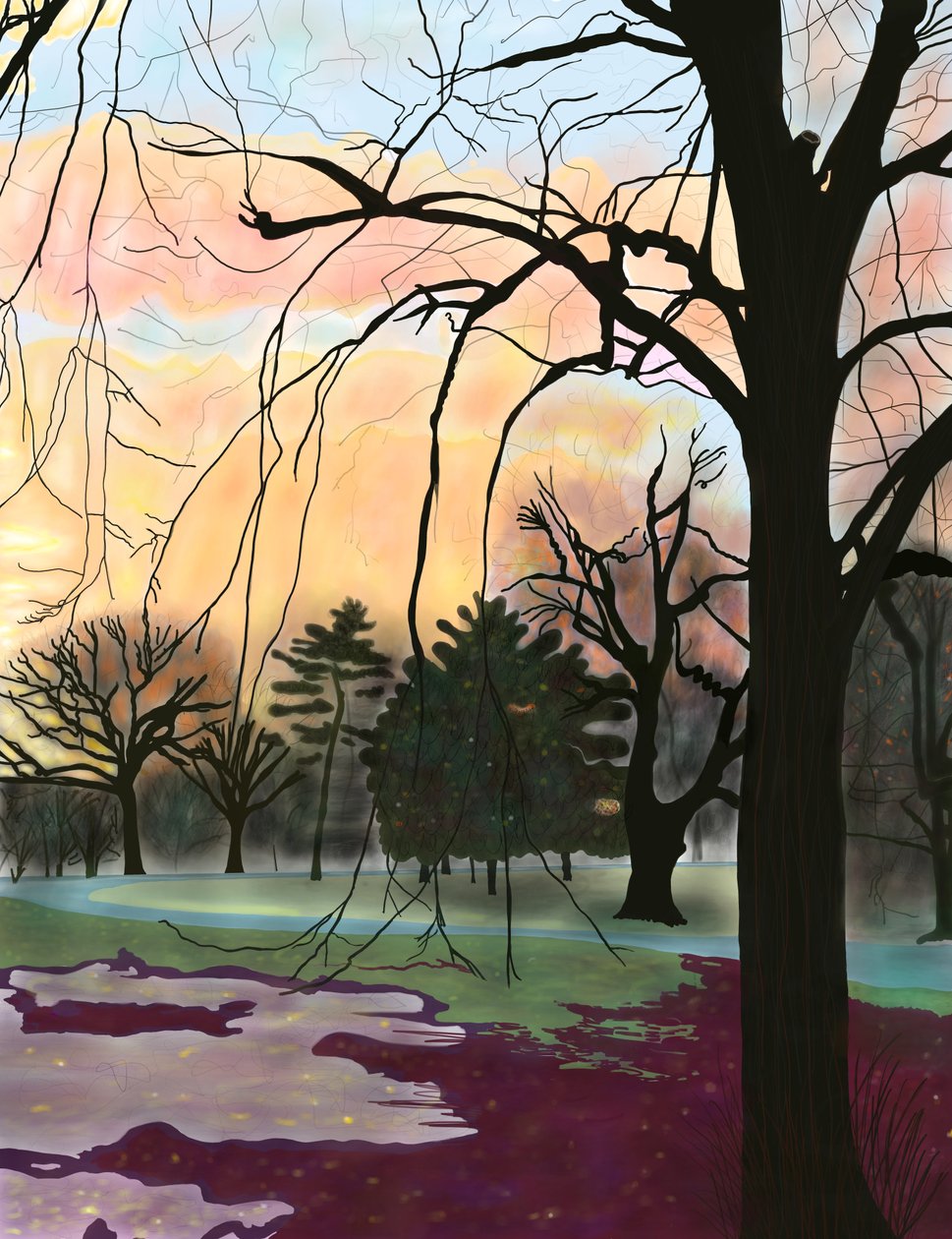 Prospect Park, arbres (art numérique) - Evan Sklar